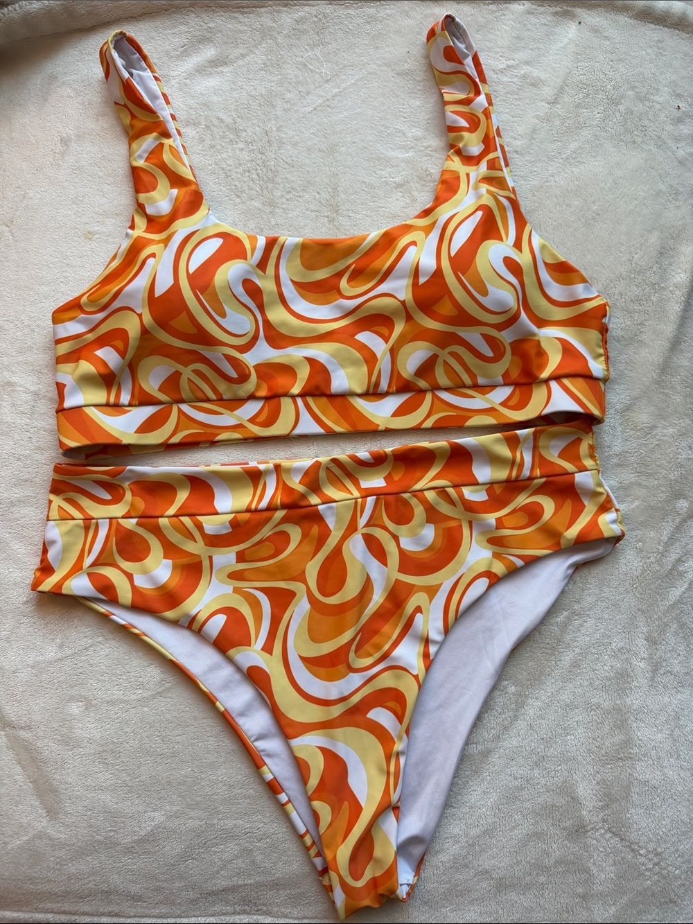 Kids Orange Swirl Two-Piece Swim Set